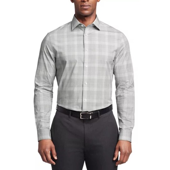 CALVIN KLEIN Men's Steel Regular Stretch Wrinkle-Free Dress Shirt - Size M m1614 - Picture 5 of 6